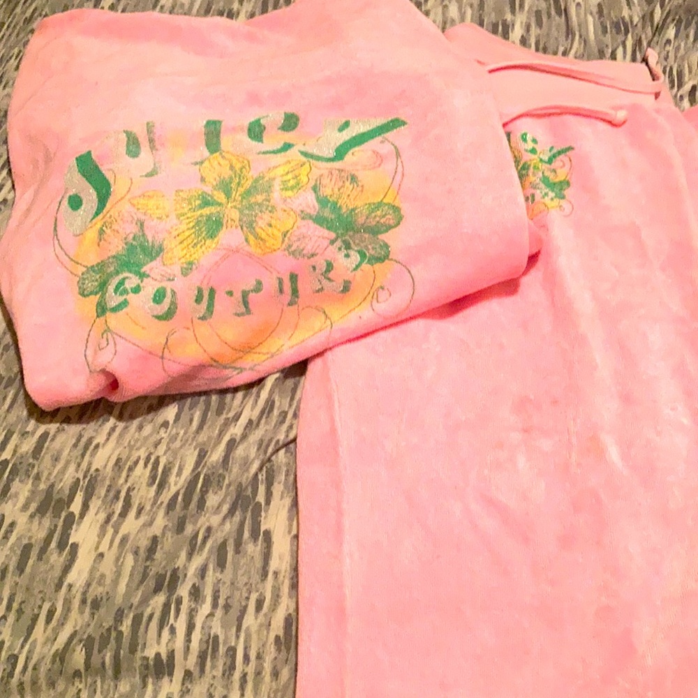 Juicy couture pink velour track suit